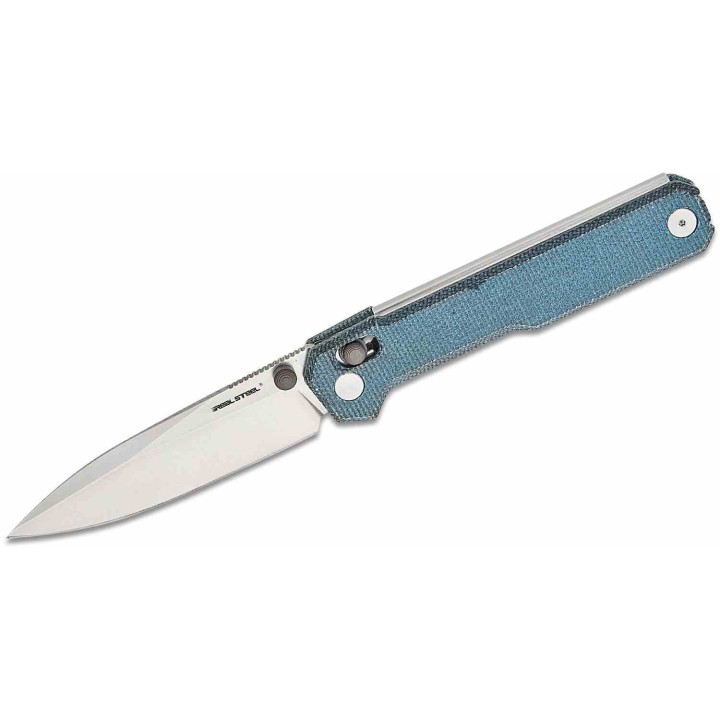 Couteau Real Steel Perix Denim Manche Micarta Lame Acier Nitro-V Crossbar Lock Clip RS7121DM - Livraison Gratuite