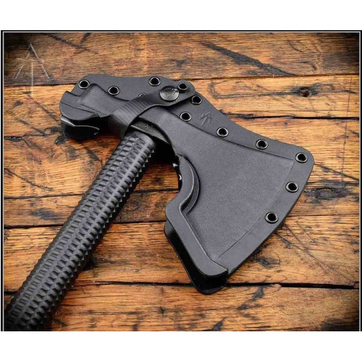 Tomahawk Américain Model 2 Lame Acier Carbone 1060 Black Manche en Nylon Étui Kydex Made USA ATC2NBK - Livraison Gratuite