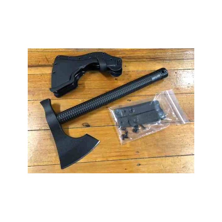 Tomahawk Américain Model 2 Lame Acier Carbone 1060 Black Manche en Nylon Étui Kydex Made USA ATC2NBK - Livraison Gratuite