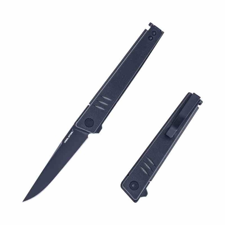 Couteau Real Steel Kikashi Black/Green Manche G10/Carbon Fiber Lame Acier 14C28N BLK IKBS RS8071GB - Livraison Gratuite