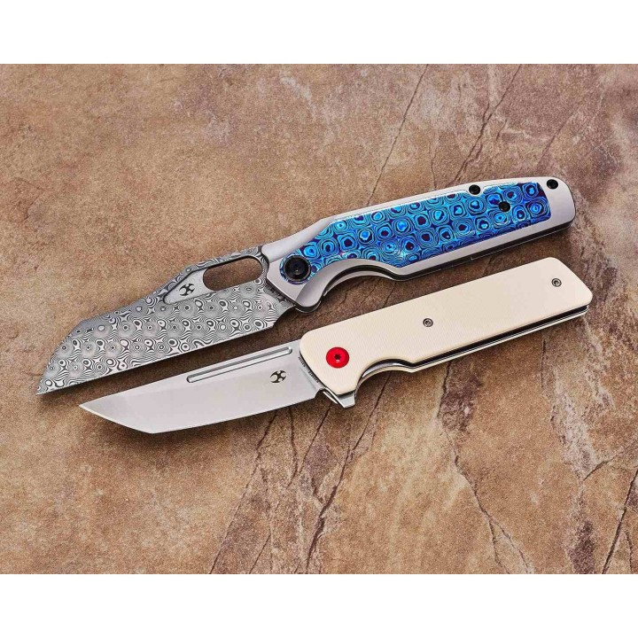 Couteau Kansept Anomaly Ivory Manche G10 Lame Tanto Acier CPM-S35VN Satin IKBS Liner Lock Clip K2038T5 - Livraison Gratuite