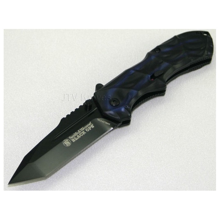 Couteau SMITH&WESSON SWBLOP3TBL Speed Assist Black OPS - S&W Black Ops Tanto Blue