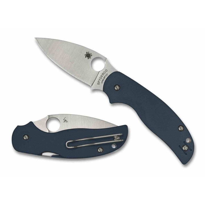 Couteau Spyderco Sage 5 Cobalt Blue Manche G10 Lame Acier CPM-SPY27 Compression Lock Clip USA SC123GPCBL - Livraison Gratuite