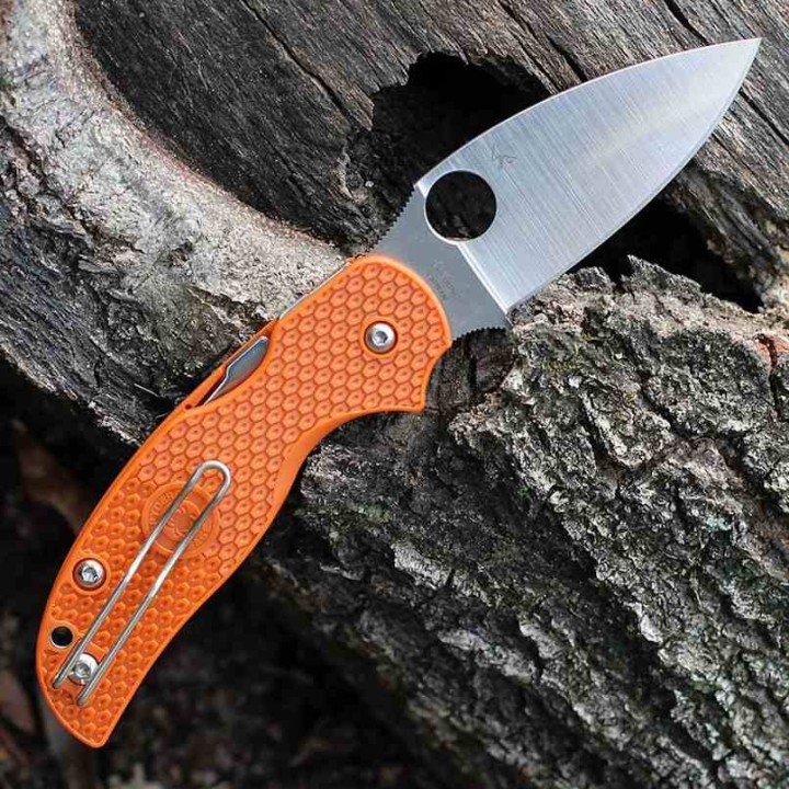 Couteau Spyderco Sage 5 Burnt Orange Manche FRN Lame Acier CPM-REX121 Compression Lock Clip SC123BORP - Livraison Gratuite