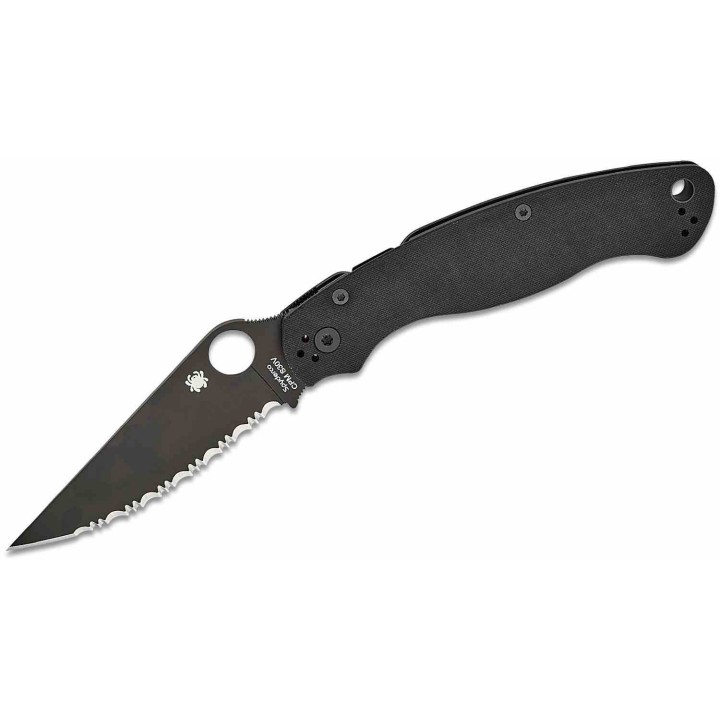 Couteau Spyderco Military 2 Black Manche G10 Lame Acier S30V Noir Serr Compression Clip USA SC36GSBK2 - Livraison Gratuite