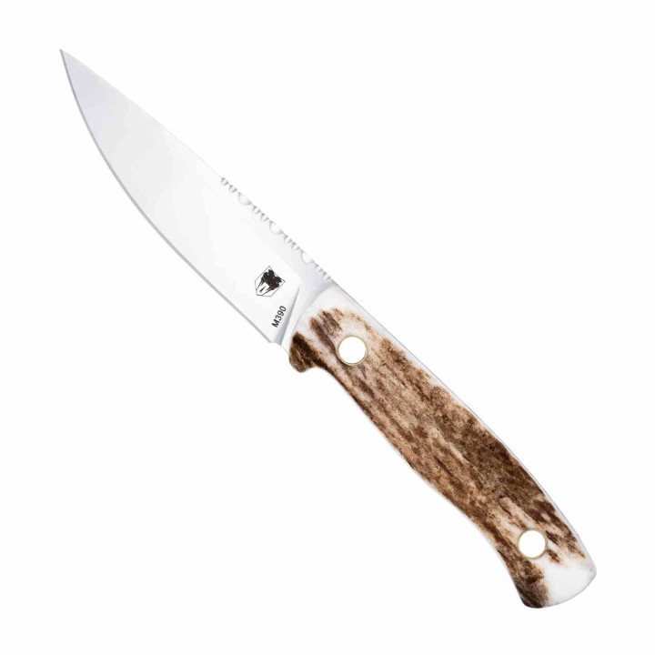 Couteau Cobratec Knives Koonsman Stag Manche Bois de Cerf Lame Acier M390 Etui Cuir CBTKMNSTG - Livraison Gratuite