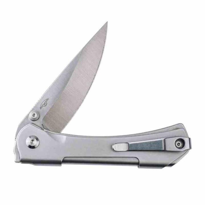Couteau Real Steel Sylph Stainless Manche Acier Lame Acier Nitro-V Satin Liner Lock Clip RS7141 - Livraison Gratuite