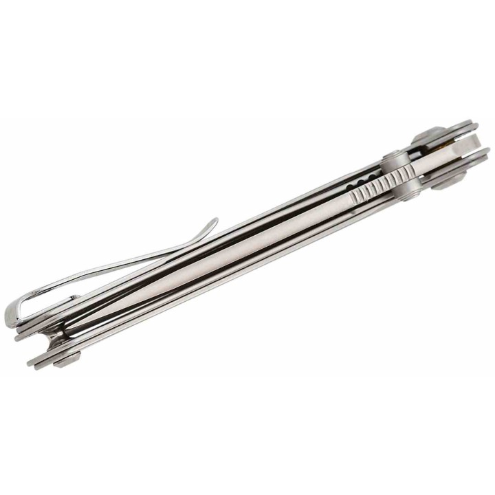 Couteau Real Steel Sylph Stainless Manche Acier Lame Acier Nitro-V Satin Liner Lock Clip RS7141 - Livraison Gratuite
