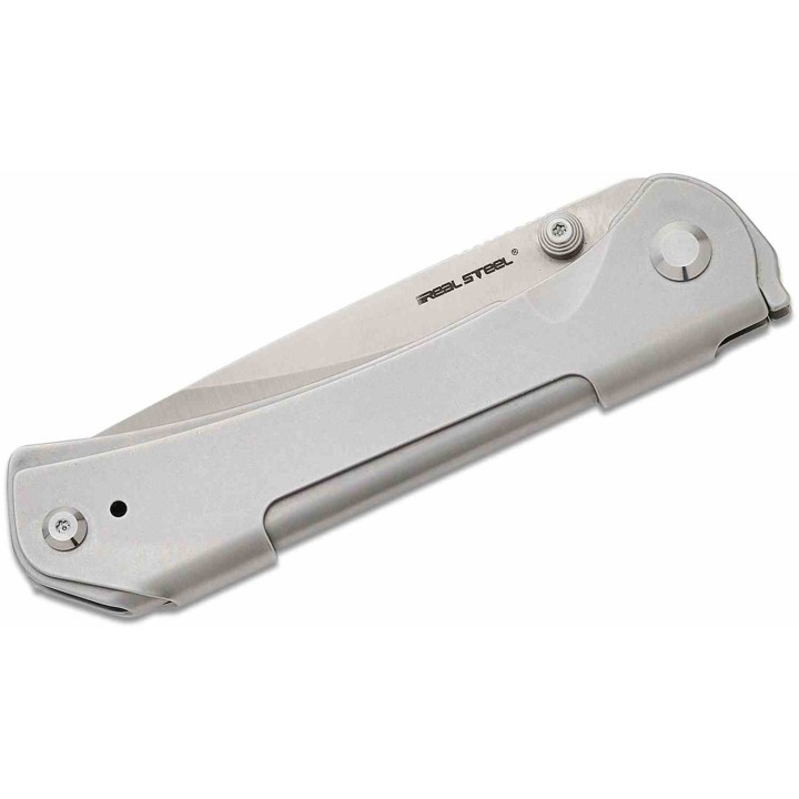 Couteau Real Steel Sylph Stainless Manche Acier Lame Acier Nitro-V Satin Liner Lock Clip RS7141 - Livraison Gratuite