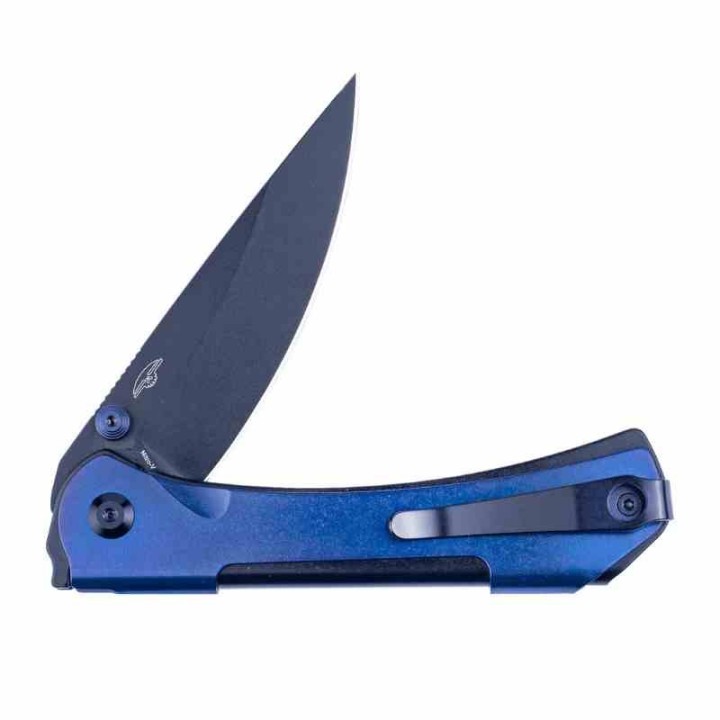 Couteau Real Steel Sylph Blue Manche Acier Lame Acier Nitro-V Black PVD Liner Lock Clip RS7141BB - Livraison Gratuite