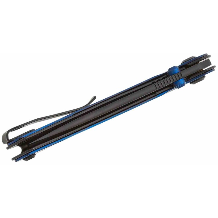 Couteau Real Steel Sylph Blue Manche Acier Lame Acier Nitro-V Black PVD Liner Lock Clip RS7141BB - Livraison Gratuite