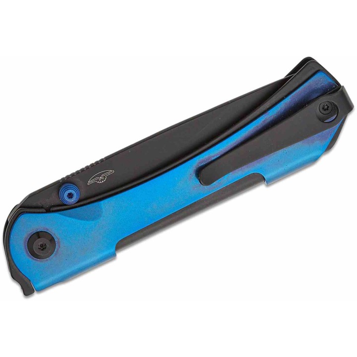 Couteau Real Steel Sylph Blue Manche Acier Lame Acier Nitro-V Black PVD Liner Lock Clip RS7141BB - Livraison Gratuite