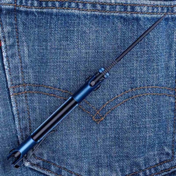 Couteau Real Steel Sylph Blue Manche Acier Lame Acier Nitro-V Black PVD Liner Lock Clip RS7141BB - Livraison Gratuite