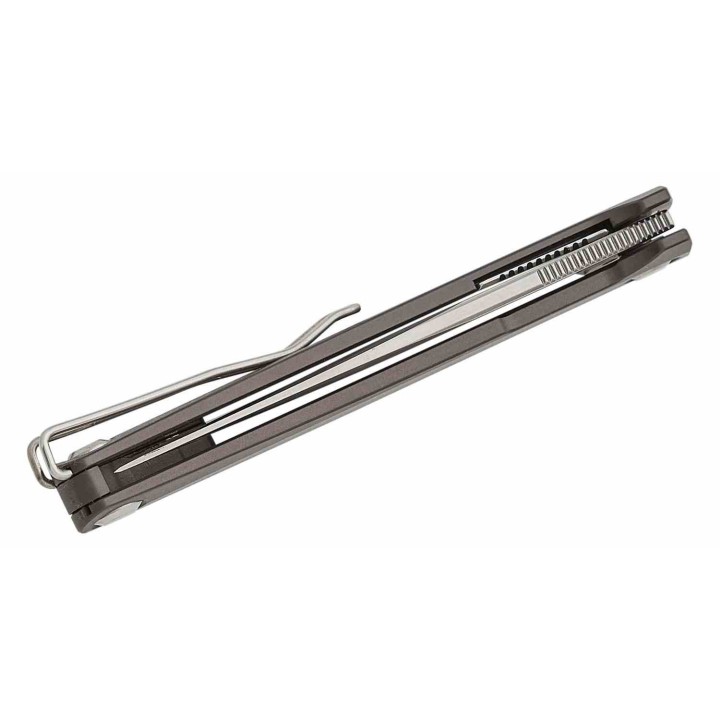Couteau Real Steel Teres Gray Manche Aluminum Lame Acier Nitro-V Satin IKBS Liner Lock Clip RS7111GS - Livraison Gratuite