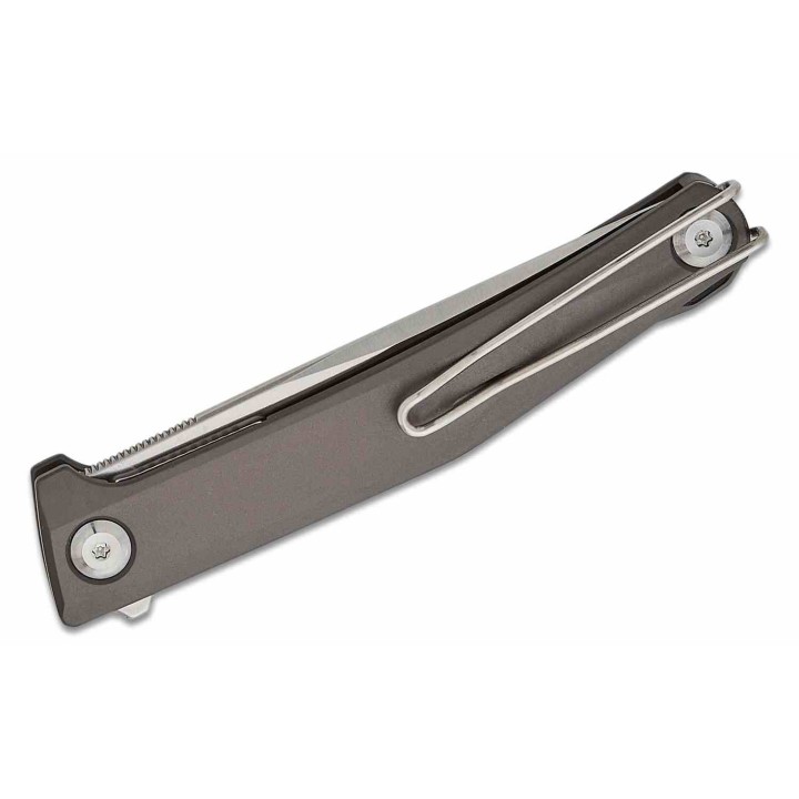 Couteau Real Steel Teres Gray Manche Aluminum Lame Acier Nitro-V Satin IKBS Liner Lock Clip RS7111GS - Livraison Gratuite