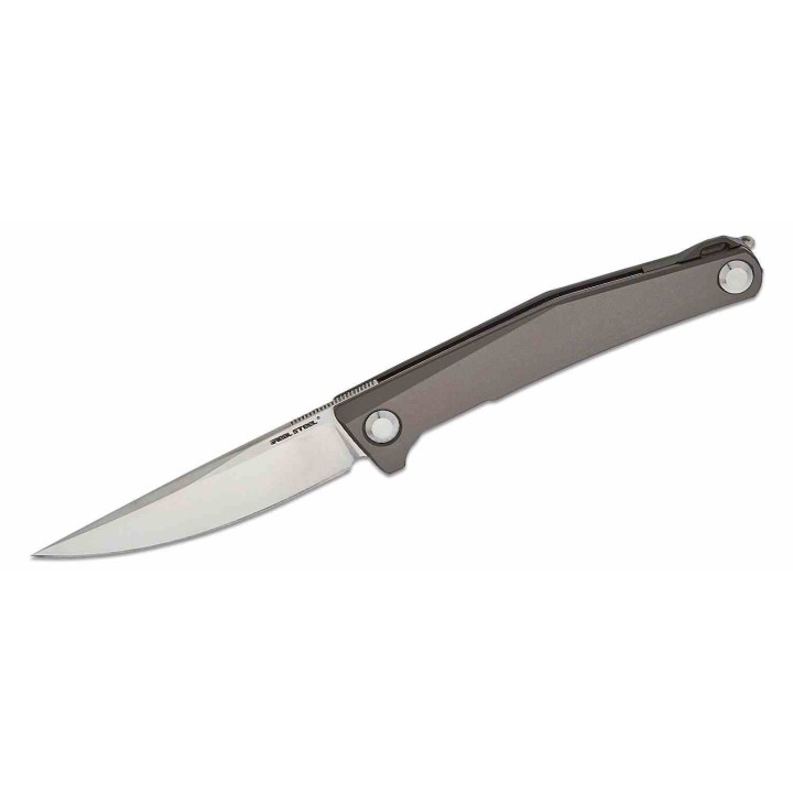 Couteau Real Steel Teres Gray Manche Aluminum Lame Acier Nitro-V Satin IKBS Liner Lock Clip RS7111GS - Livraison Gratuite