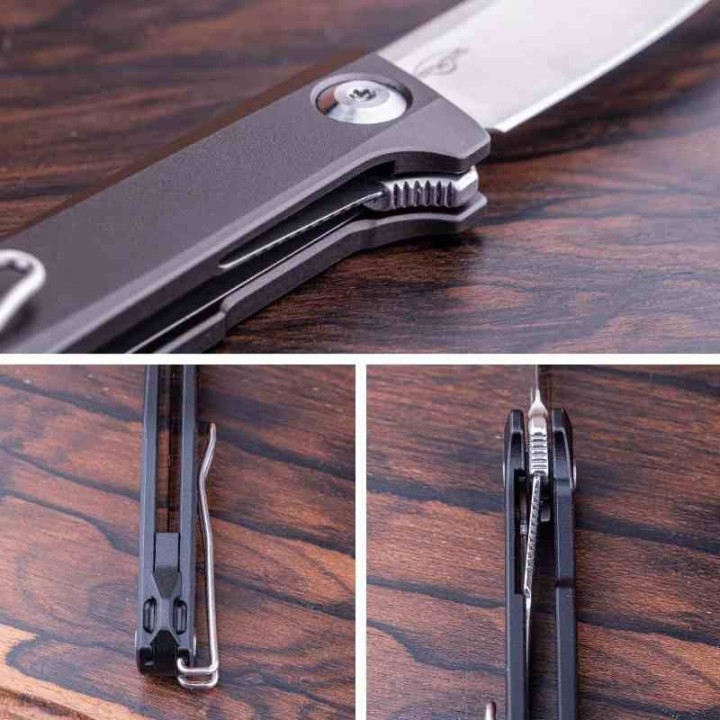 Couteau Real Steel Teres Gray Manche Aluminum Lame Acier Nitro-V Satin IKBS Liner Lock Clip RS7111GS - Livraison Gratuite