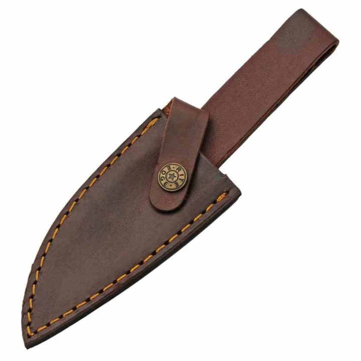 Couteau de Chasse Survie Manche Os Lame Acier Inox Etui CUir PA203495 - Livraison Gratuite