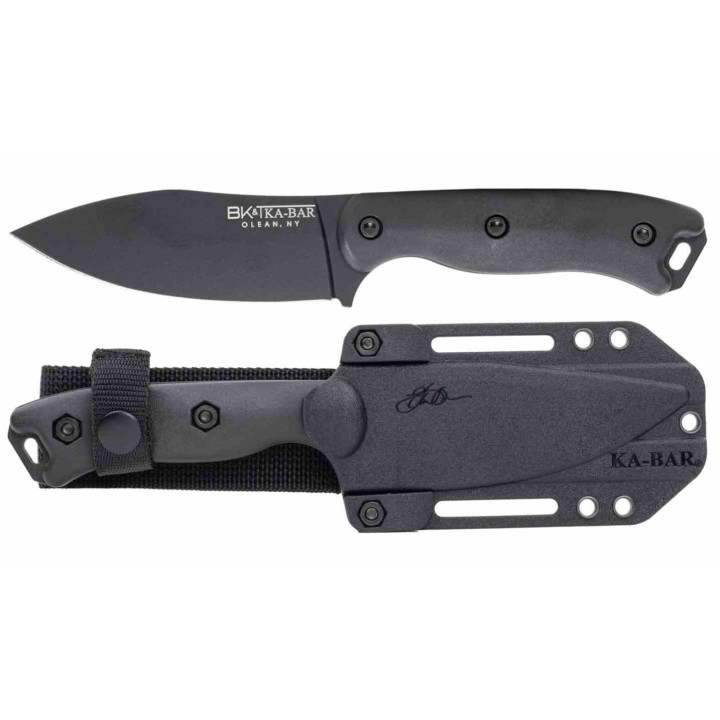 Couteau KA-BAR Becker Nessmuk Lame Acier Carbone 1095 Black Manche Ultramid Etui Polymère Made USA BKR19BK - Livraison Gratuite