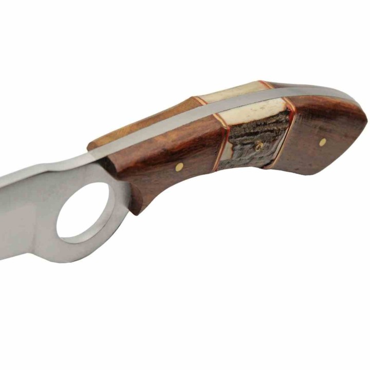 Couteau de Chasse Rite Edge Showdown Horn Hunter Lame Acier Inox Manche Bois/Bois de Cerf PA203510WD - Livraison Gratuite