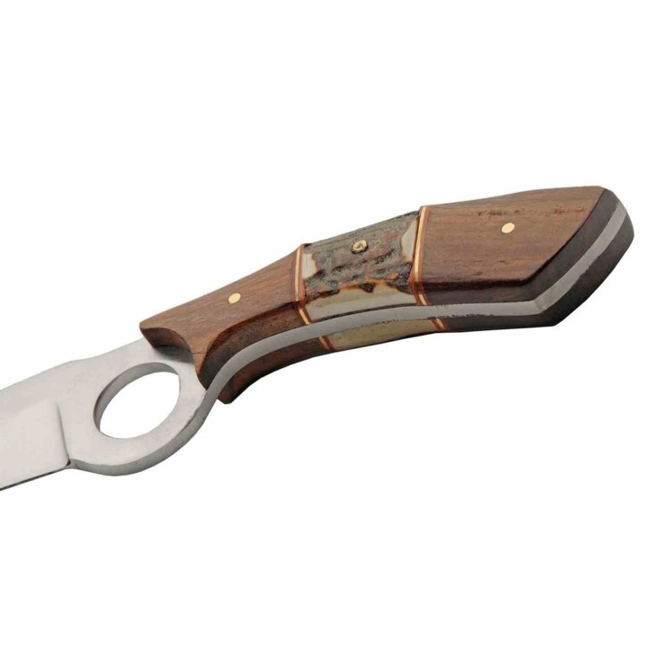 Couteau de Chasse Rite Edge Showdown Horn Hunter Lame Acier Inox Manche Bois/Bois de Cerf PA203510WD - Livraison Gratuite