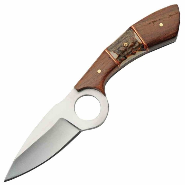 Couteau de Chasse Rite Edge Showdown Horn Hunter Lame Acier Inox Manche Bois/Bois de Cerf PA203510WD - Livraison Gratuite