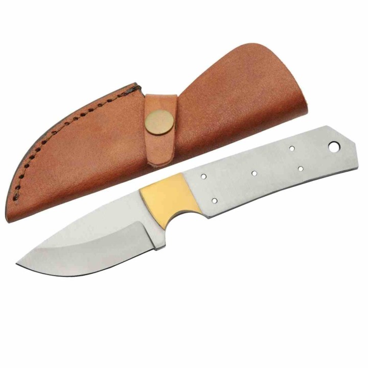 Lot de 2 Lame A Customiser Rite Edge Lame Acier Inox Garde Laiton Etui Cuir BL7736 - Livraison Gratuite