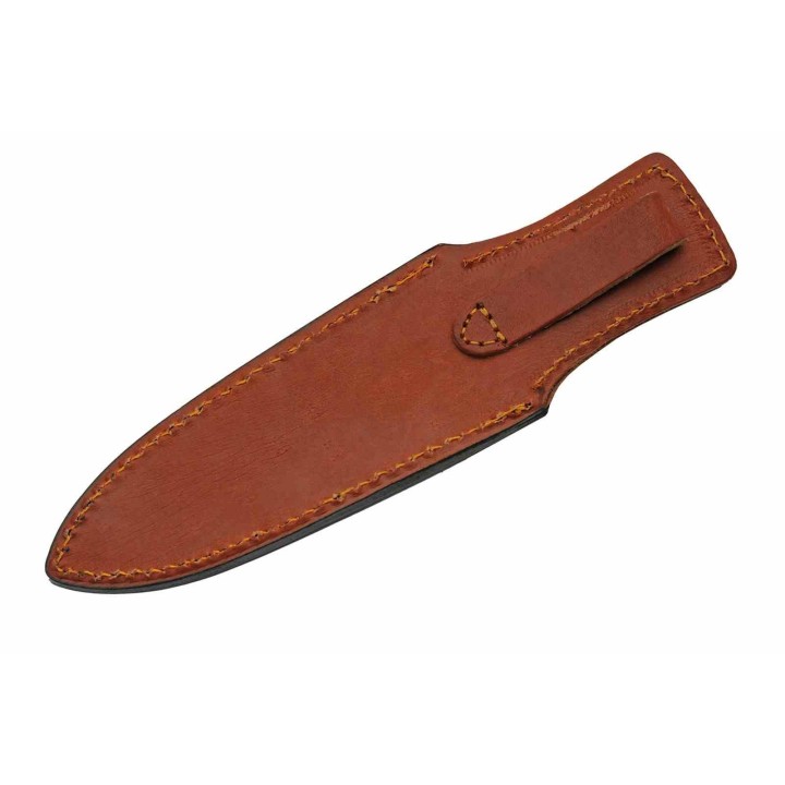 Poignard Couteau de Botte Boot Knife Lame Acier Inox Manche Bois Etui Cuir PA203493 - Livraison Gratuite