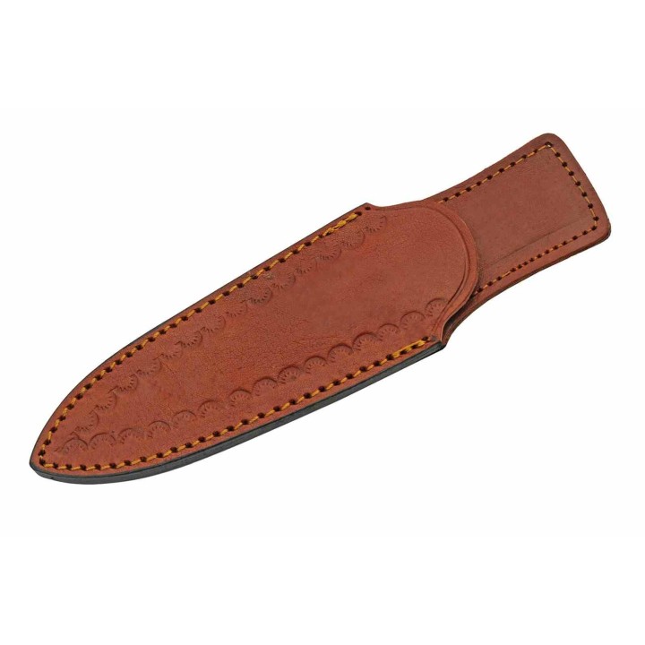 Poignard Couteau de Botte Boot Knife Lame Acier Inox Manche Bois Etui Cuir PA203493 - Livraison Gratuite