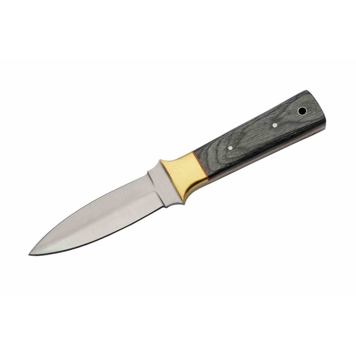 Poignard Couteau de Botte Boot Knife Lame Acier Inox Manche Bois Etui Cuir PA203493 - Livraison Gratuite