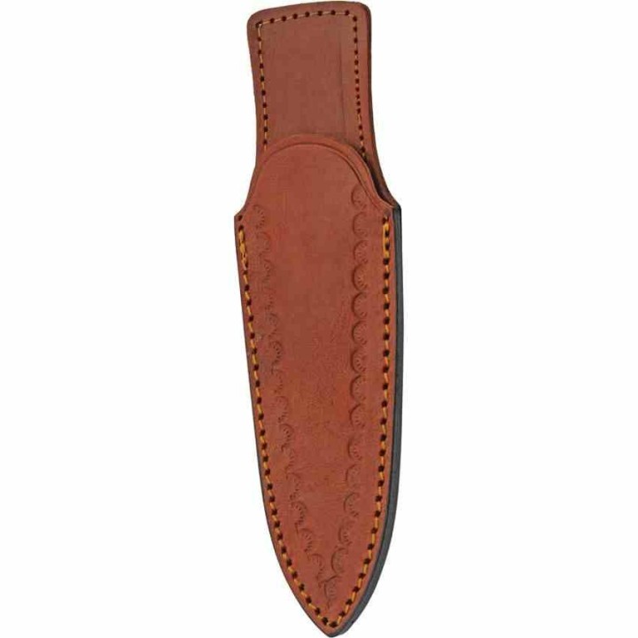 Poignard Couteau de Botte Boot Knife Lame Acier Inox Manche Bois Etui Cuir PA203493 - Livraison Gratuite