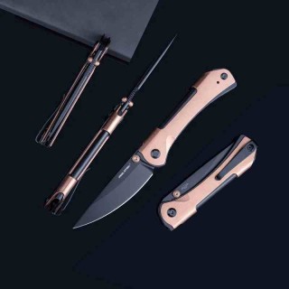 Couteau Real Steel Sylph Copper Manche Cuivre Lame Acier Nitro-V Black PVD Liner Lock Clip RS7141GB - Livraison Gratuite