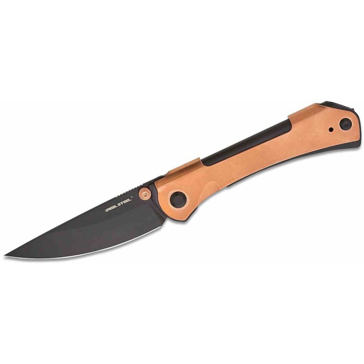 Couteau Real Steel Sylph Copper Manche Cuivre Lame Acier Nitro-V Black PVD Liner Lock Clip RS7141GB - Livraison Gratuite