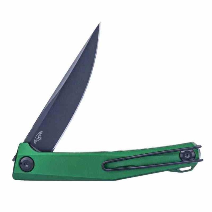 Couteau Real Steel Teres Green Manche Aluminum Lame Acier Nitro-V Black PVD IKBS Liner Lock Clip RS7111GB - Livraison Gratuite