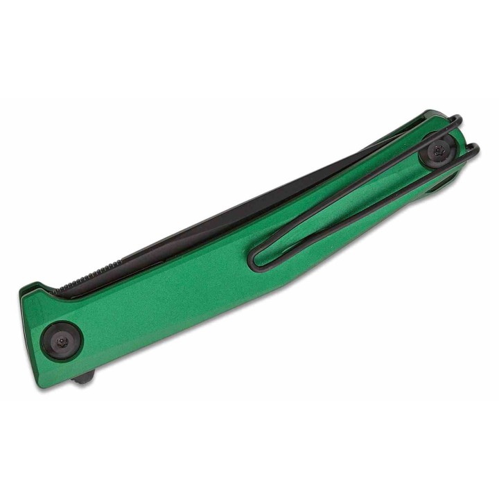 Couteau Real Steel Teres Green Manche Aluminum Lame Acier Nitro-V Black PVD IKBS Liner Lock Clip RS7111GB - Livraison Gratuite