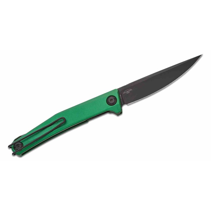 Couteau Real Steel Teres Green Manche Aluminum Lame Acier Nitro-V Black PVD IKBS Liner Lock Clip RS7111GB - Livraison Gratuite