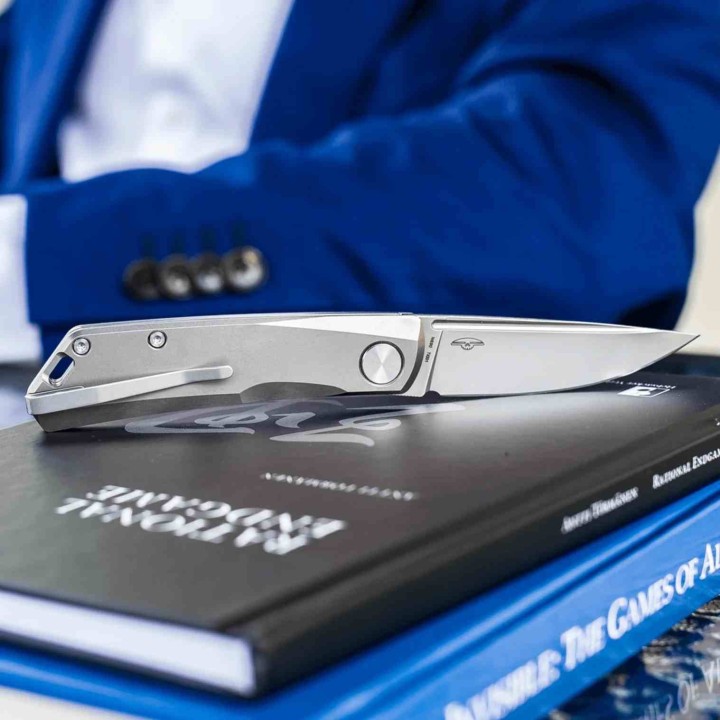 Couteau Real Steel Luna Titane Lame Acier N690 SW Slipjoint Clip RS7001 - Livraison Gratuite