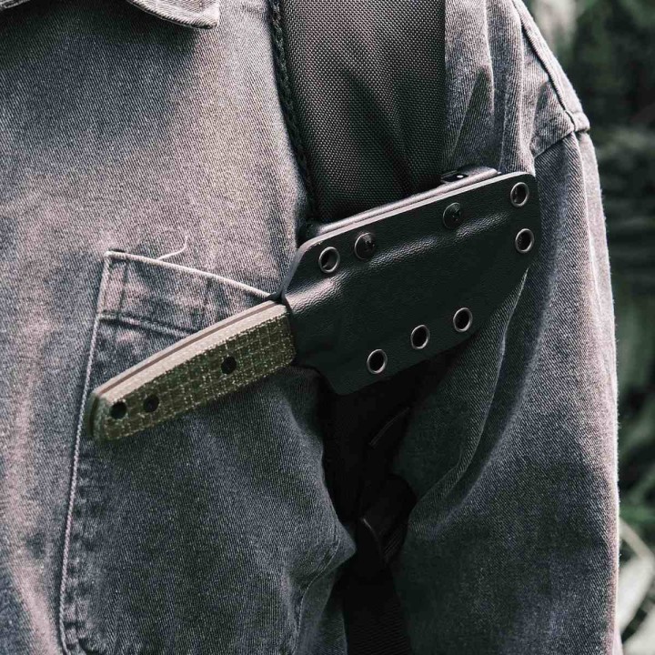 Couteau Vosteed Mink Green Manche Micarta Lame Acier Nitro-V BLK Etui Kydex VOSD0102 - Livraison Gratuite