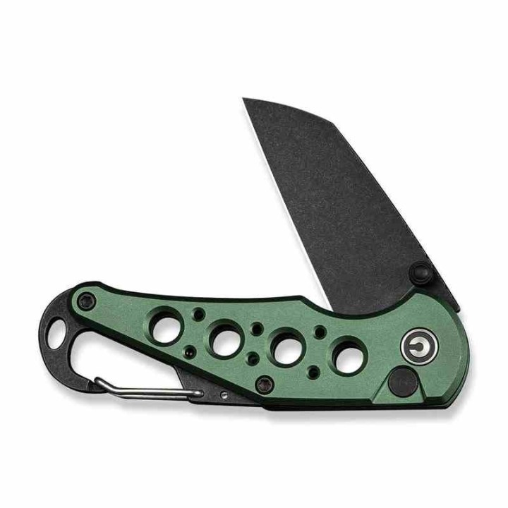Couteau CIVIVI Pragma Green Manche Alu Lame Acier Nitro-V Blk Button Lock Ouvre Bouteilles CIVC23062B3 - Livraison Gratuite