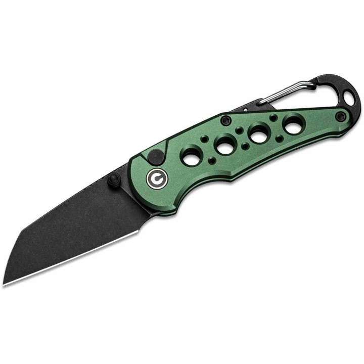 Couteau CIVIVI Pragma Green Manche Alu Lame Acier Nitro-V Blk Button Lock Ouvre Bouteilles CIVC23062B3 - Livraison Gratuite