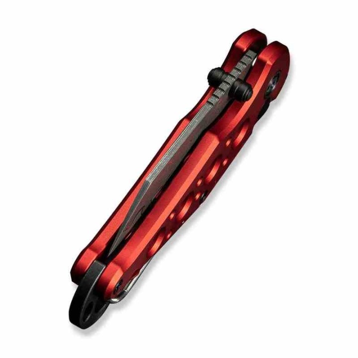 Couteau CIVIVI Pragma Red Manche Alu Lame Acier Damas Button Lock Ouvre Bouteilles IKBS Clip C23062BDS1 - Livraison Gratuite