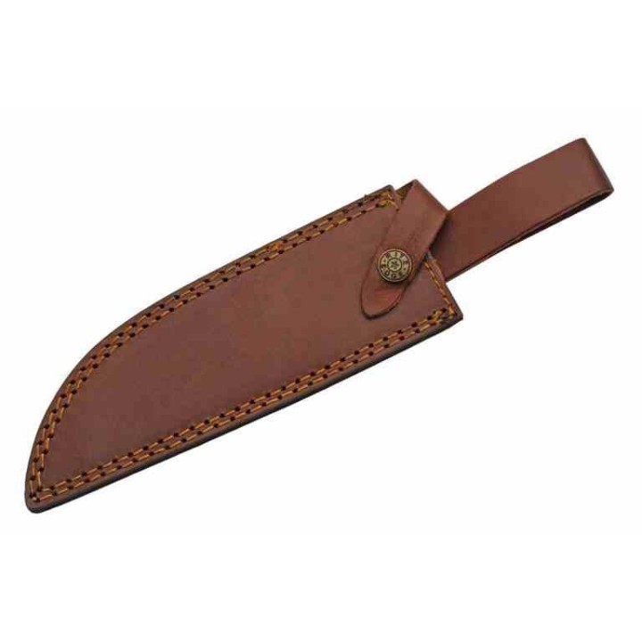 Couteau de Chasse Rain Fall Hunter Bone Manche Os Lame Acier Inox Etui Cuir PA203498 - Livraison Gratuite
