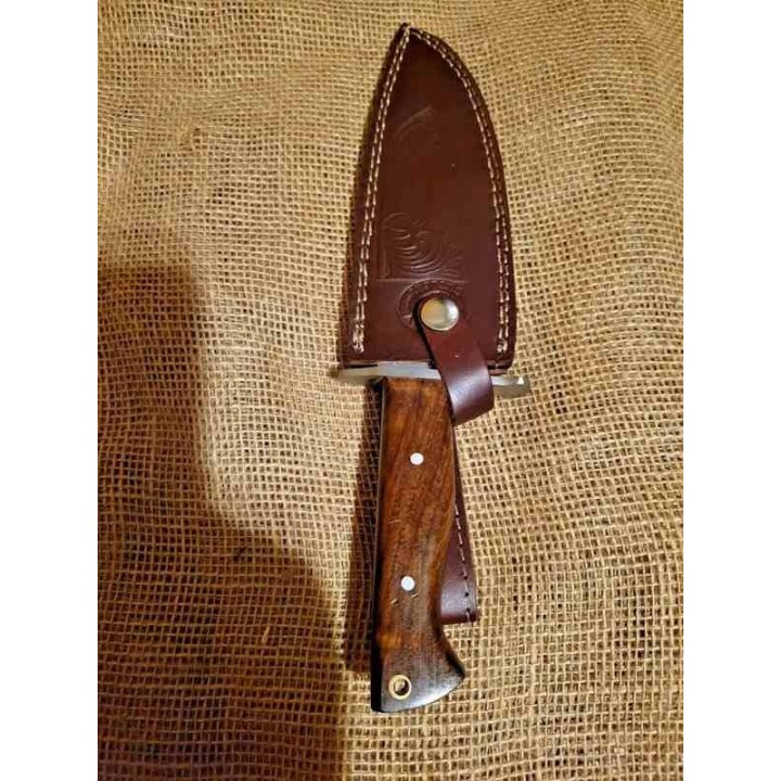 Couteau de Chasse Frost Cutlery Colorado Hunt Master Manche Bois Lame Acier Inox Etui Cuir FCW1011DW - Livraison Gratuite