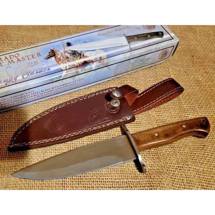 Couteau de Chasse Frost Cutlery Colorado Hunt Master Manche Bois Lame Acier Inox Etui Cuir FCW1011DW - Livraison Gratuite