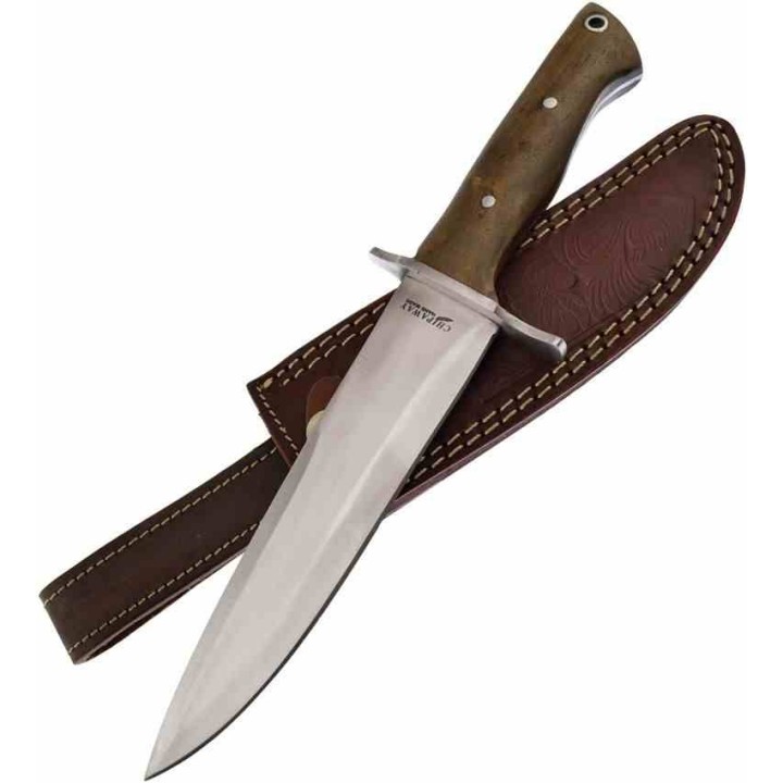Couteau de Chasse Frost Cutlery Colorado Hunt Master Manche Bois Lame Acier Inox Etui Cuir FCW1011DW - Livraison Gratuite