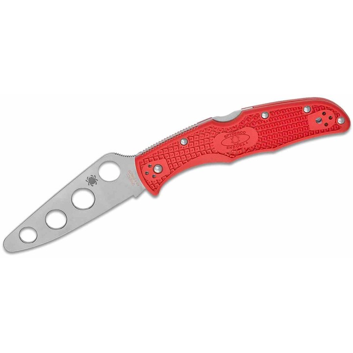 Couteau D'Entrainement Spyderco Trainer Endura 4 Lame Acier AUS-6 Manche Red FRN Lockback Japan SC10TR - Livraison Gratuite
