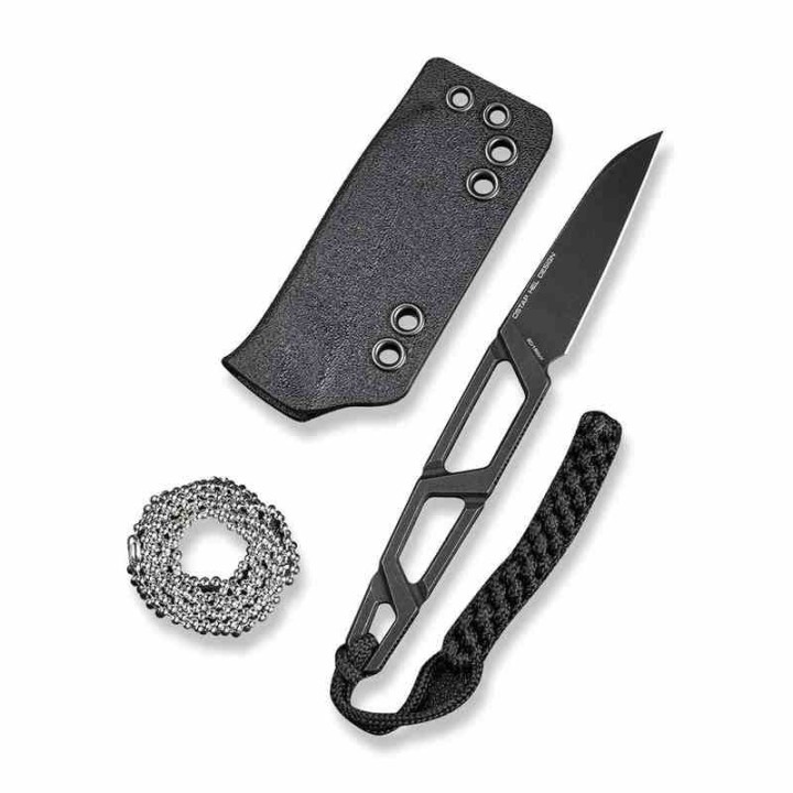 Couteau de Cou Sencut TEXO Black Lame Tanto Reverse Acier 9Cr18MoV Etui Kydex S230951 - Livraison Gratuite