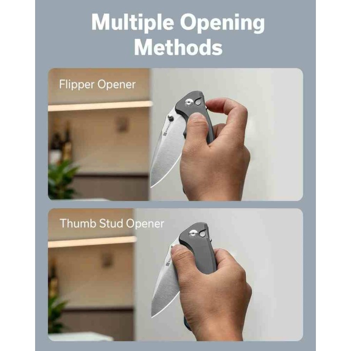  Couteau Sencut Cybrix Gray Manche Aluminium 9Cr18MoV Satin IKBS Button Lock Clip S23098A2 - Livraison Gratuite