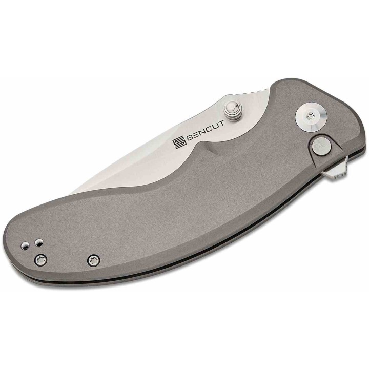  Couteau Sencut Cybrix Gray Manche Aluminium 9Cr18MoV Satin IKBS Button Lock Clip S23098A2 - Livraison Gratuite