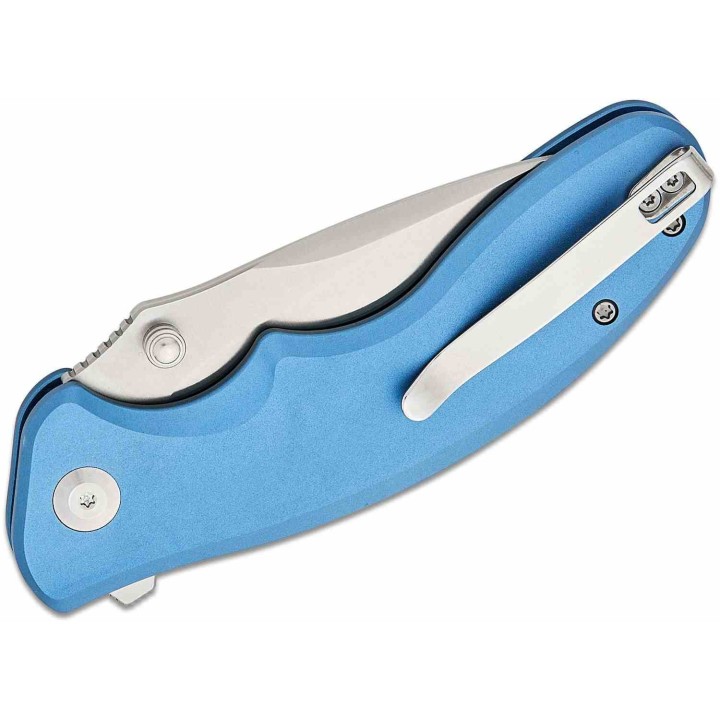 Couteau Sencut Cybrix Blue Manche Aluminium 9Cr18MoV Satin IKBS Button Lock Clip S23098A4 - Livraison Gratuite